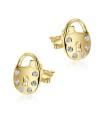 Lock with CZ Stone Silver Ear Stud STS-5134
